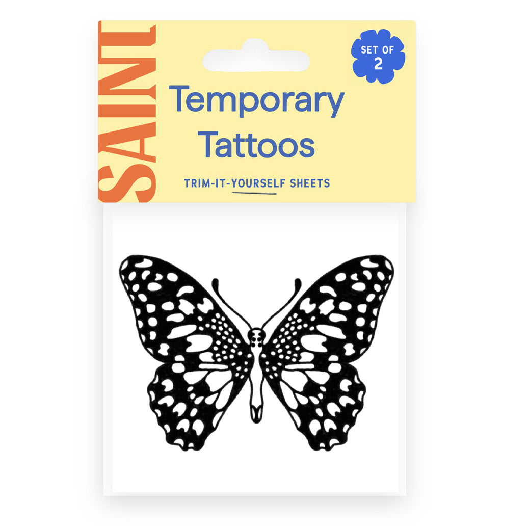 Checkered Butterfly Temporary Tattoo