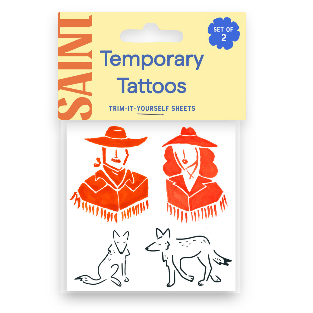 Cowboy, Cowgirl + Coyotes Temporary Tattoos