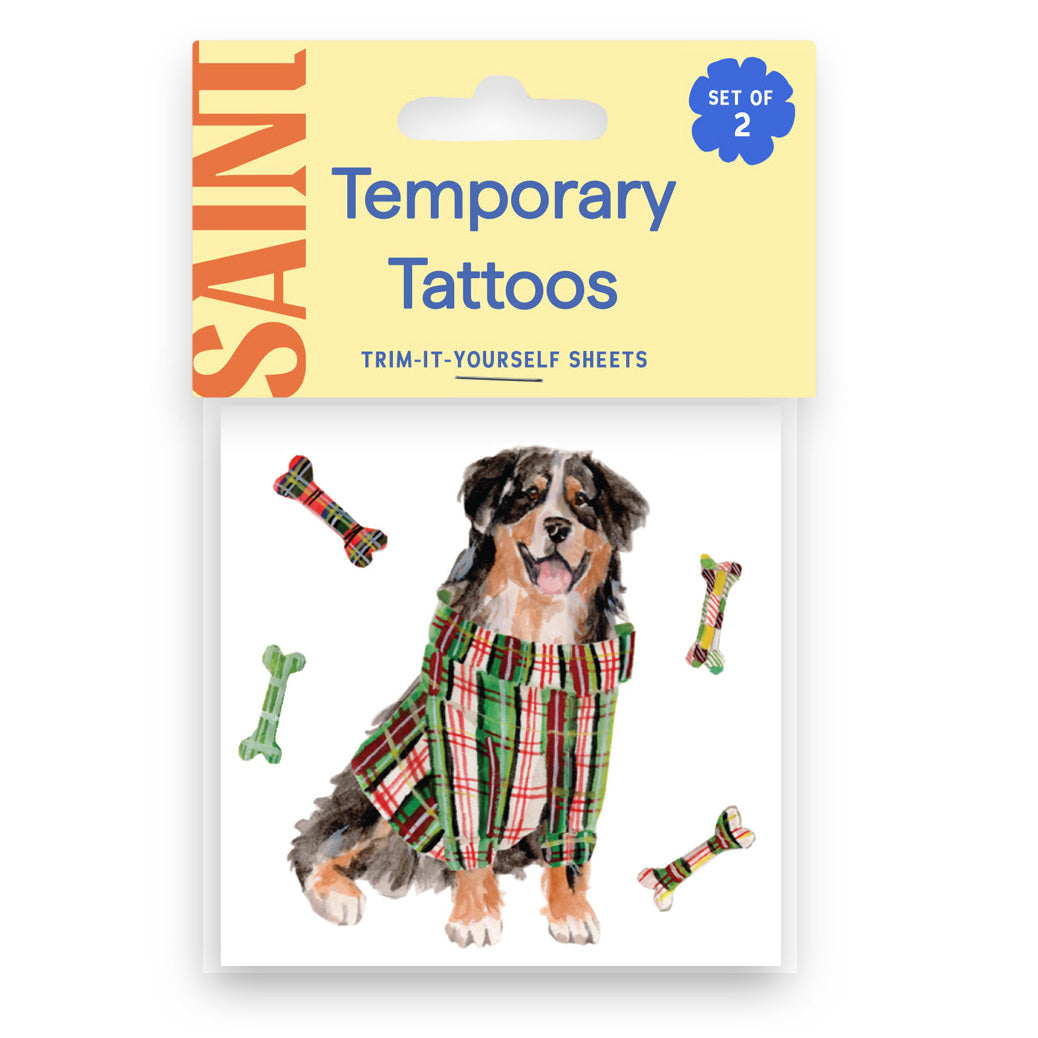Festive Bernese Mountain Dog Temporary Tattoos