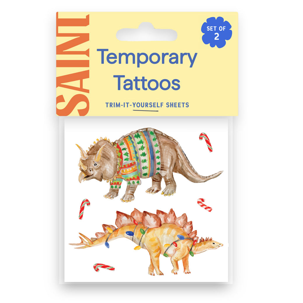 Candy Cane Dinosaurs Temporary Tattoos
