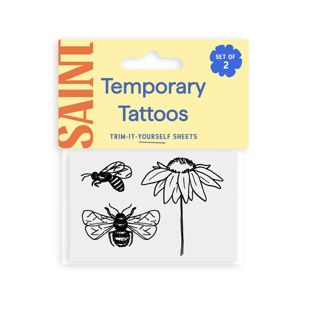 Coneflower + Honeybees Temporary Tattoos