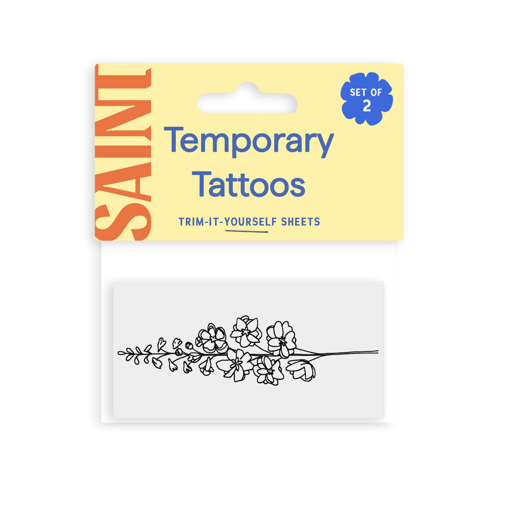 July - Delphinium Temporary Tattoos