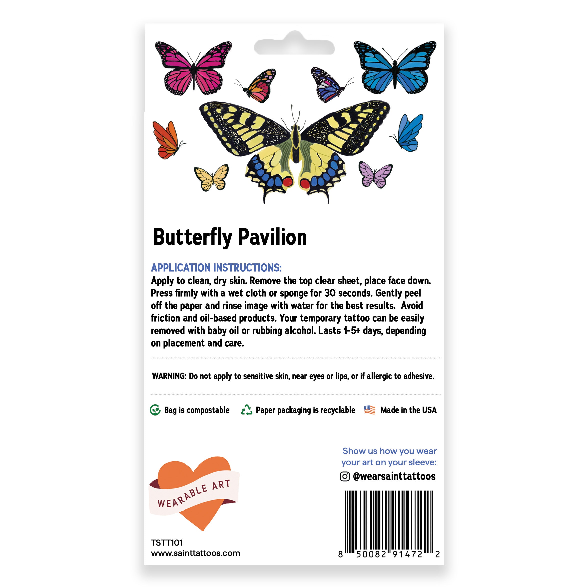 Butterfly Pavilion Temporary Tattoo Sheets