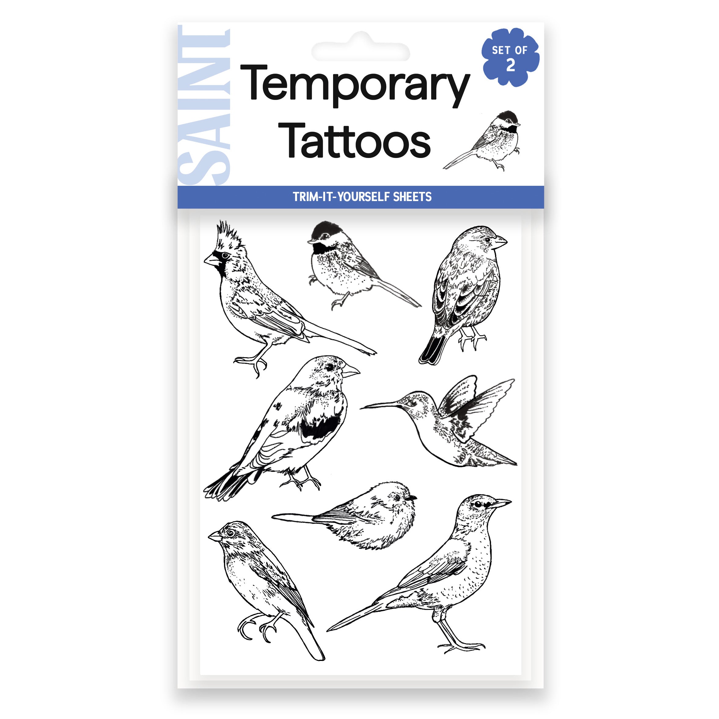 Backyard Birds Temporary Tattoo Sheets