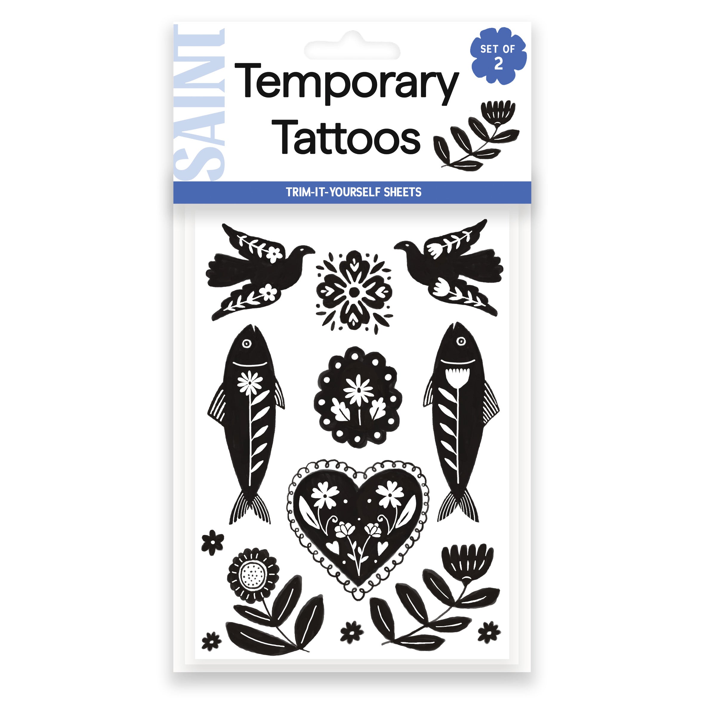 Scandinavian Folk Art Temporary Tattoo Sheets