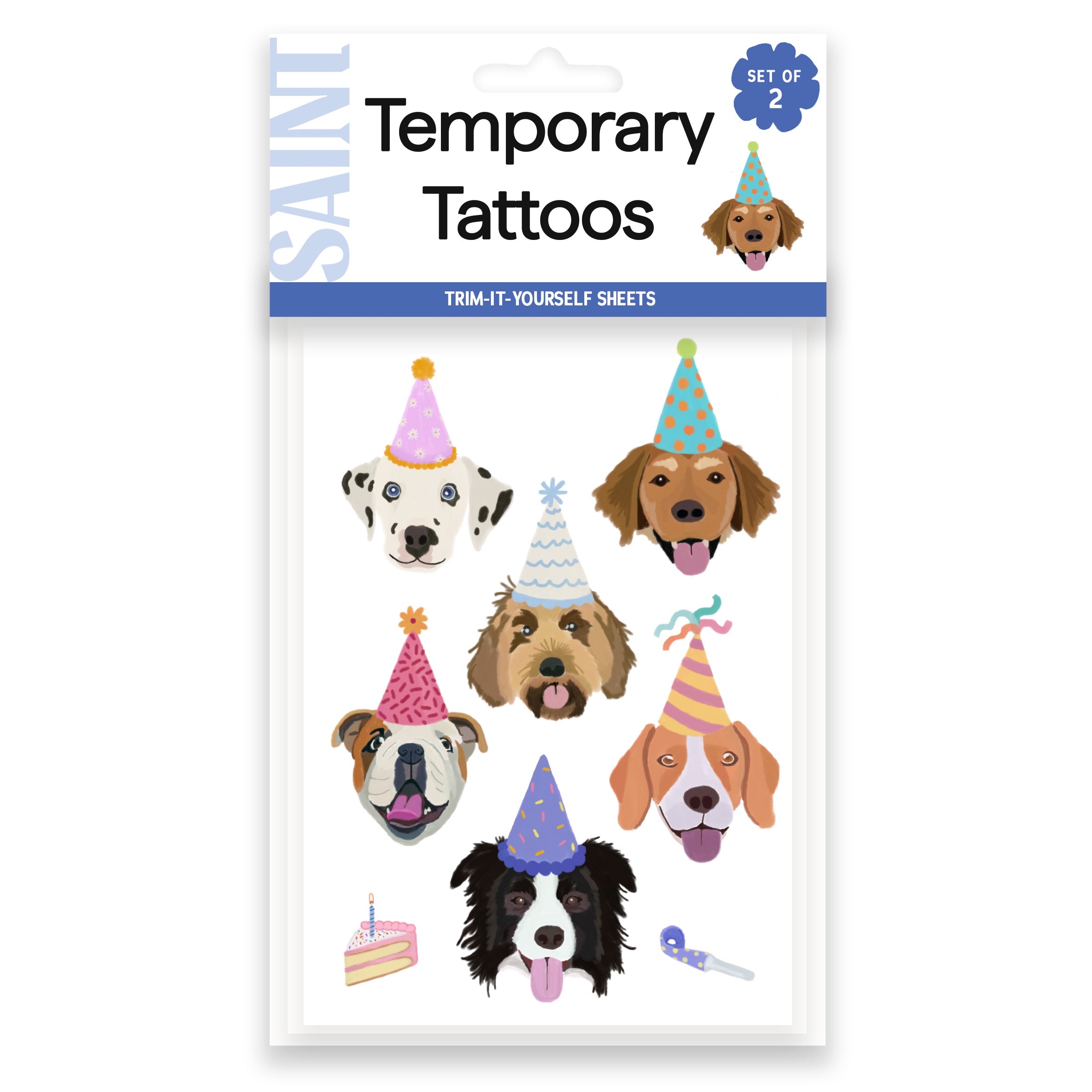 Party Pups Temporary Tattoo Sheets