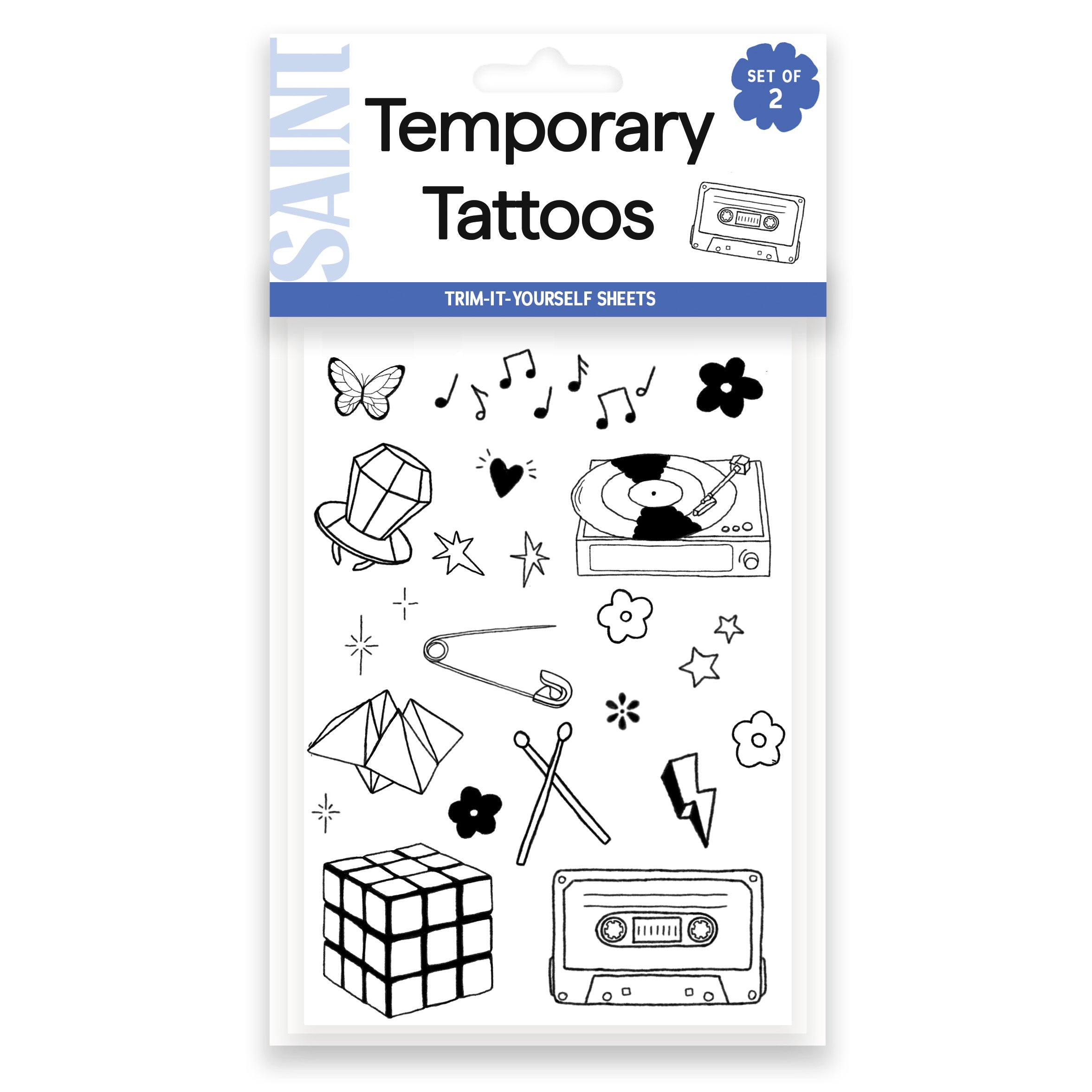 Retro Punk Temporary Tattoo Sheets