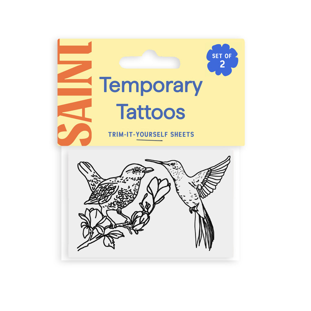 Blackbird and Hummingbird Temporary Tattoos